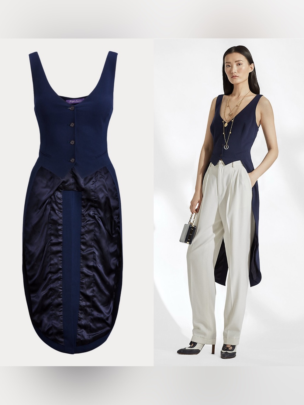 Ralph Lauren Collection Wool Crepe Top Waistcoat Vest Tailcoat Blouse Blazer 6